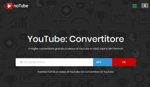 la schermata iniziale del sito NoTube