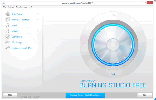 screenshot del software Ashampo Burning Studio Free